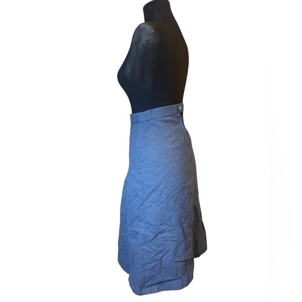 Vintage Wrangler Blue Grey Wool Pleated Skirt - Picture 11 of 14
